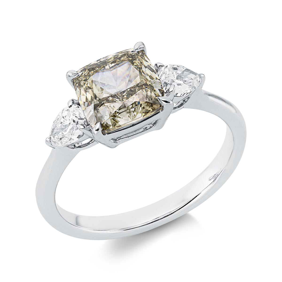 pear shape fancy colored diamond ring in white gold