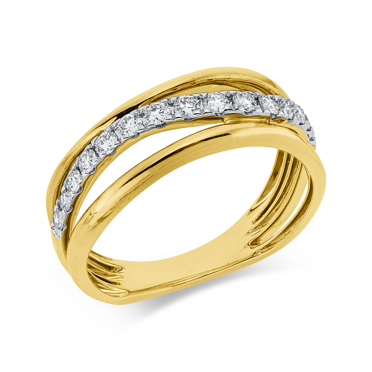 diamond full cut modern woman ring in yellow gold / white gold