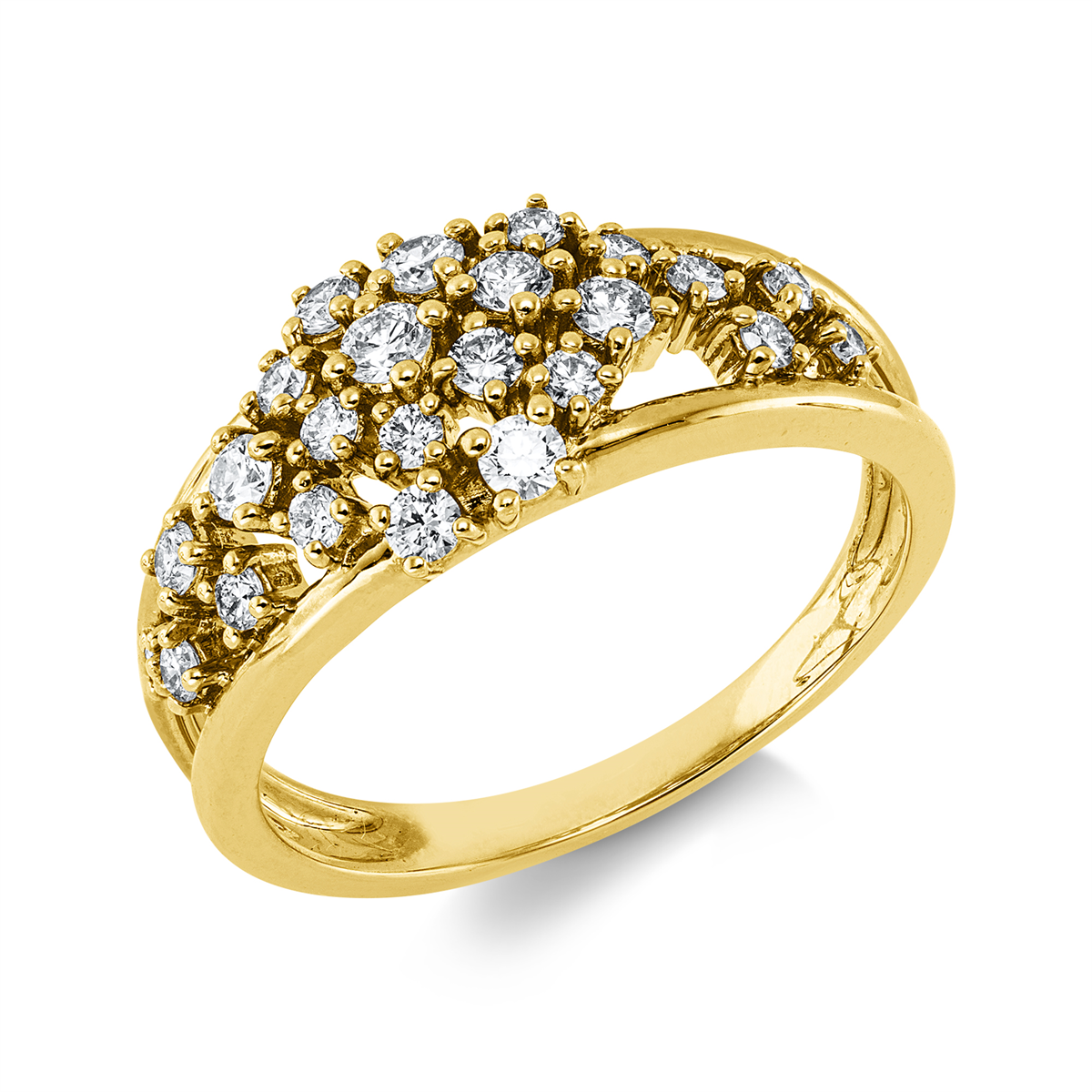 diamond full cut modern woman ring in yellow gold