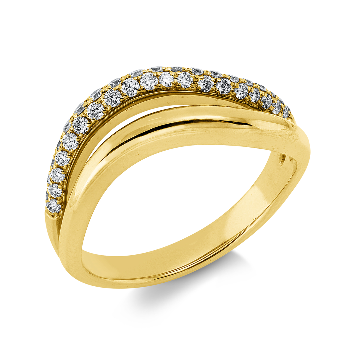 diamond full cut modern woman ring in yellow gold