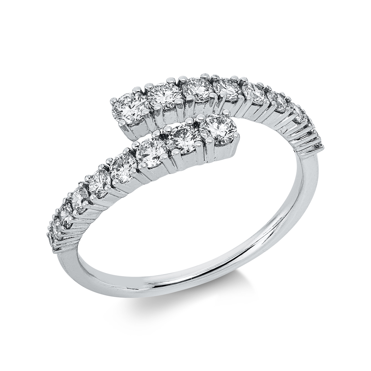 diamond full cut modern woman ring in white gold