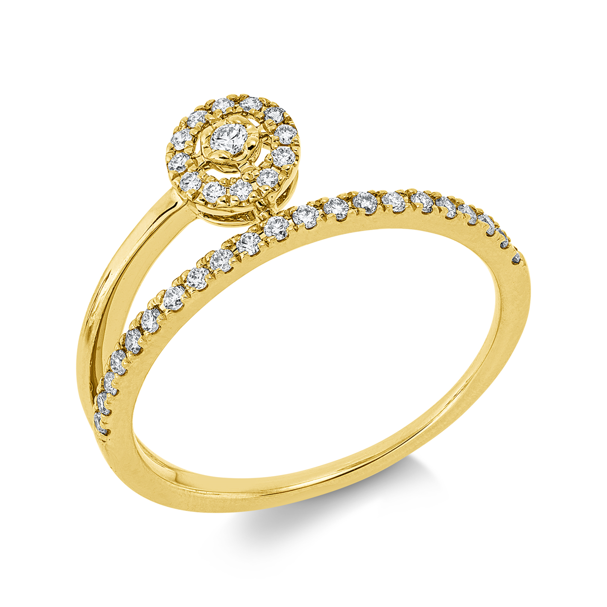 diamond full cut modern woman ring in yellow gold