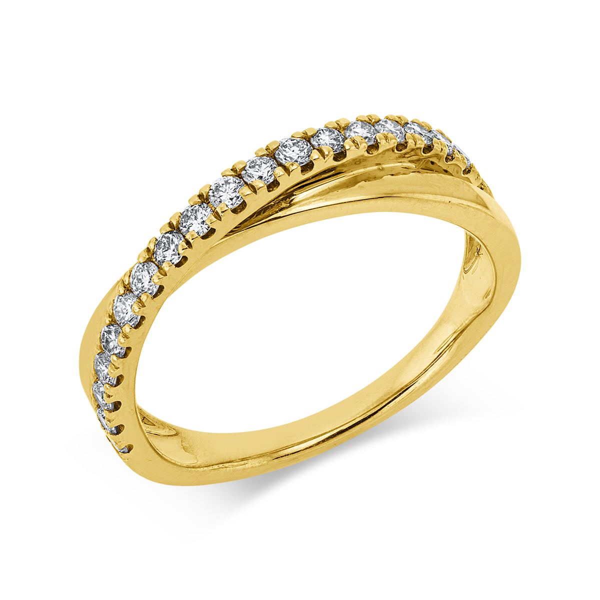 diamond full cut modern woman ring in yellow gold