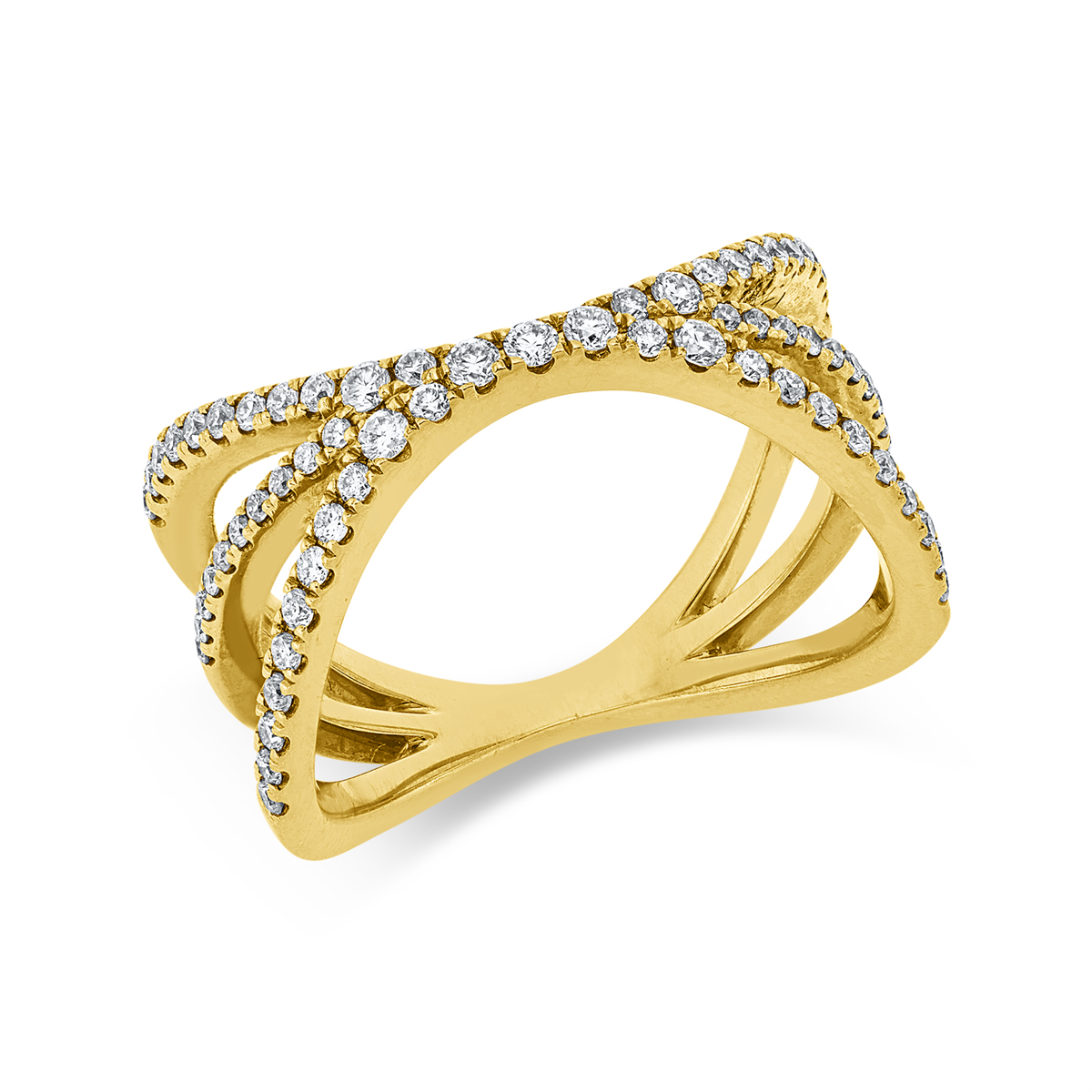 diamond full cut modern woman ring in yellow gold
