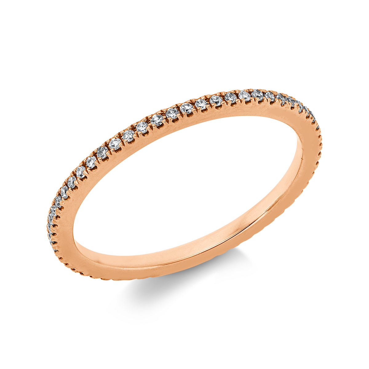 diamond single cut eternity full ring in red gold