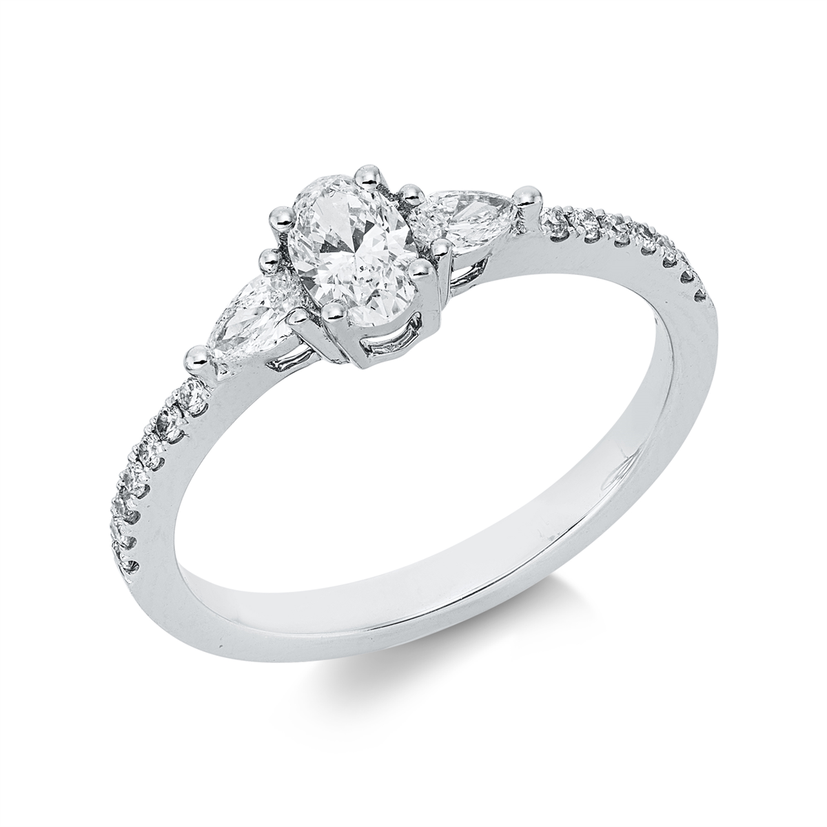 fantasy-cut modern woman ring in white gold