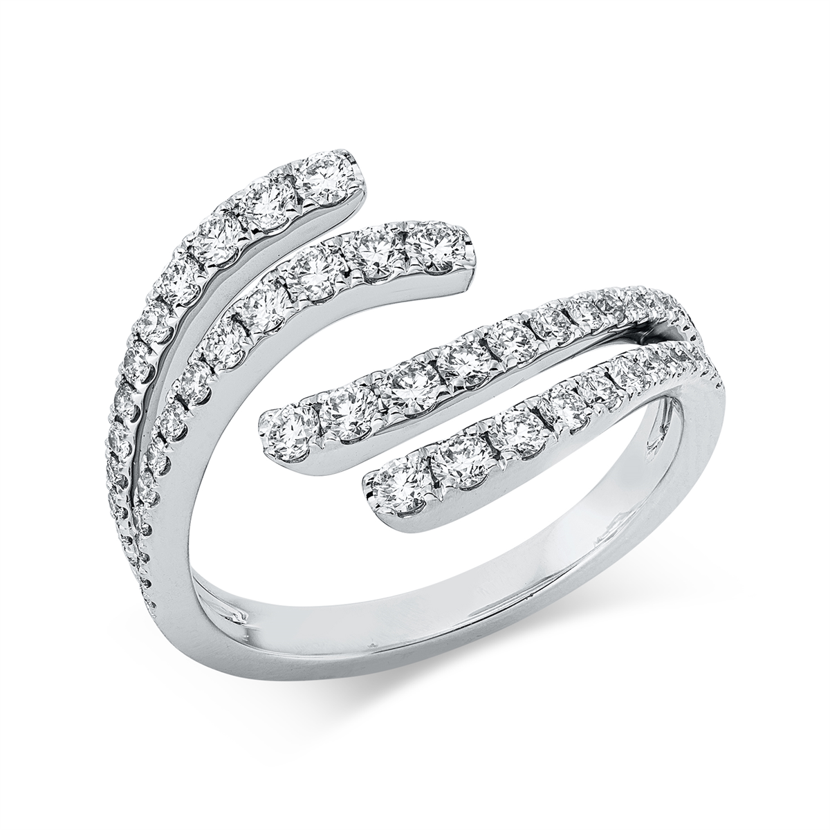 diamond full cut modern woman ring in white gold