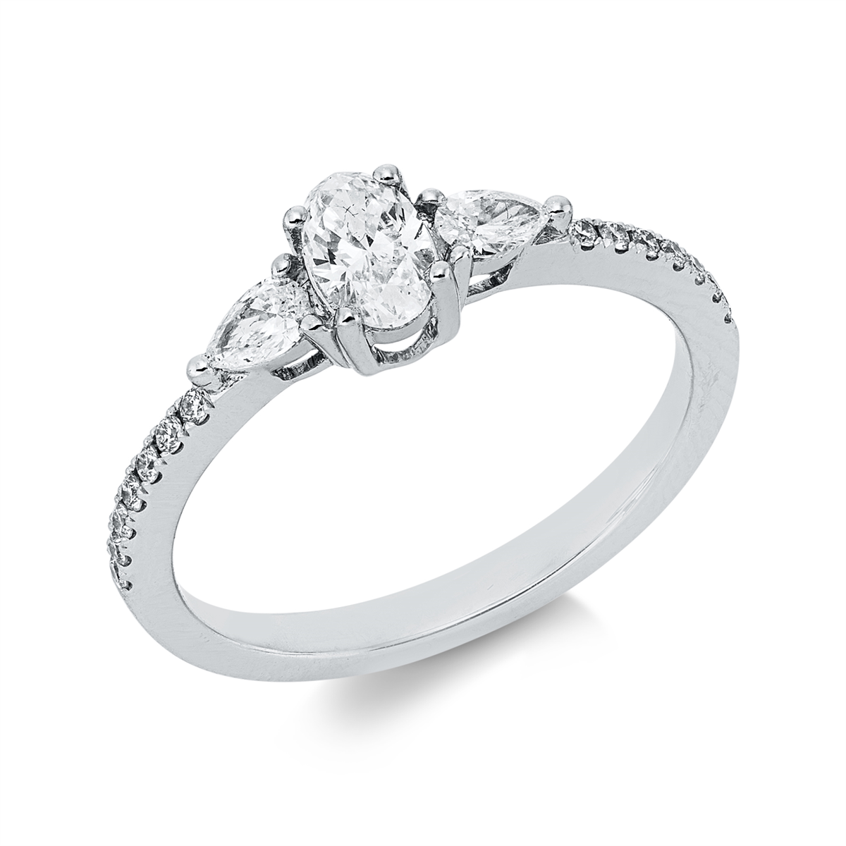 fantasy-cut modern woman ring in white gold