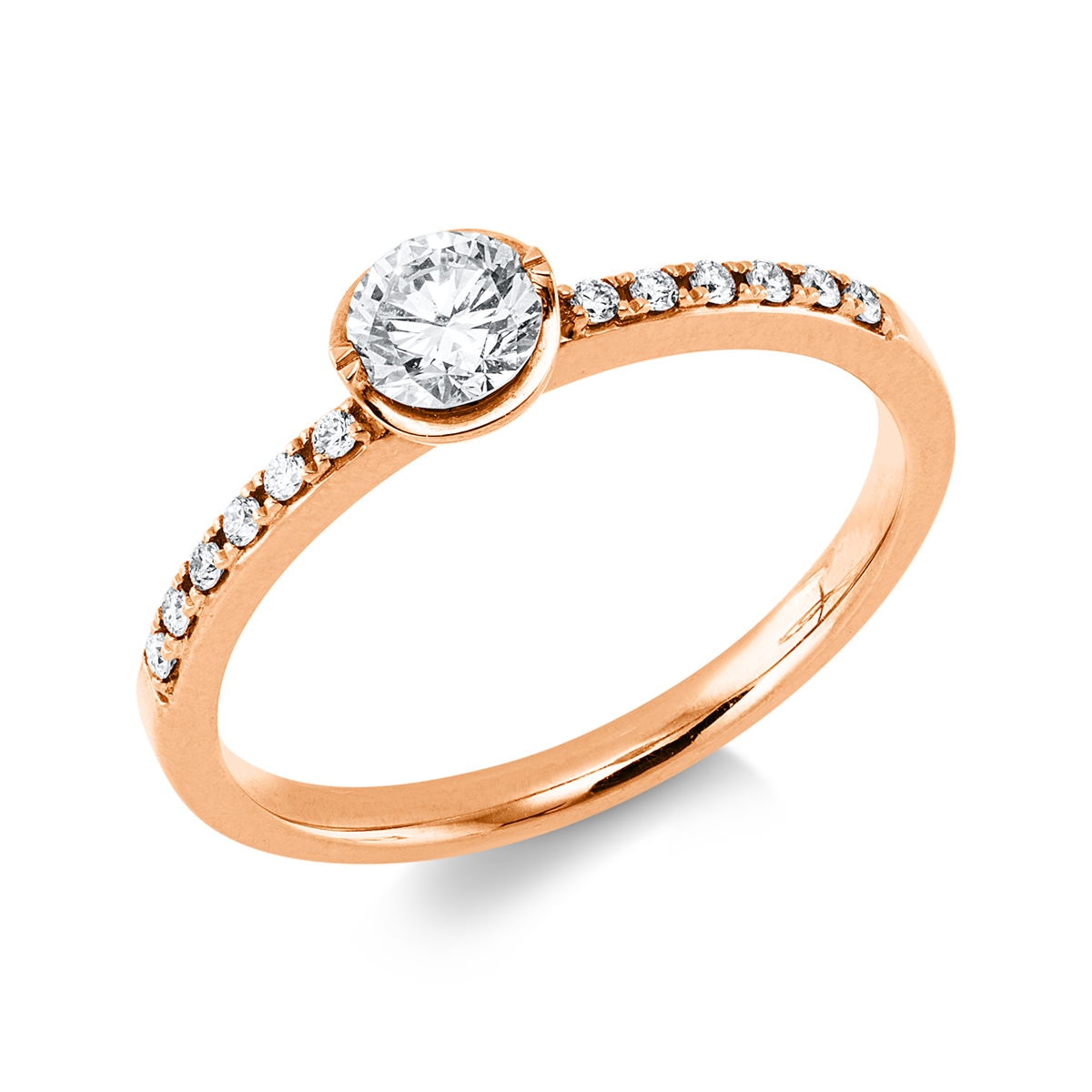 diamond full cut illusion classic ring in red gold