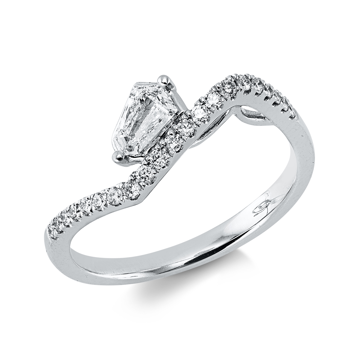 diamond full cut solitaire with accent stones ring in white gold