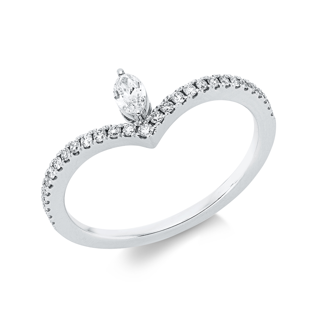 fantasy-cut modern woman ring in white gold