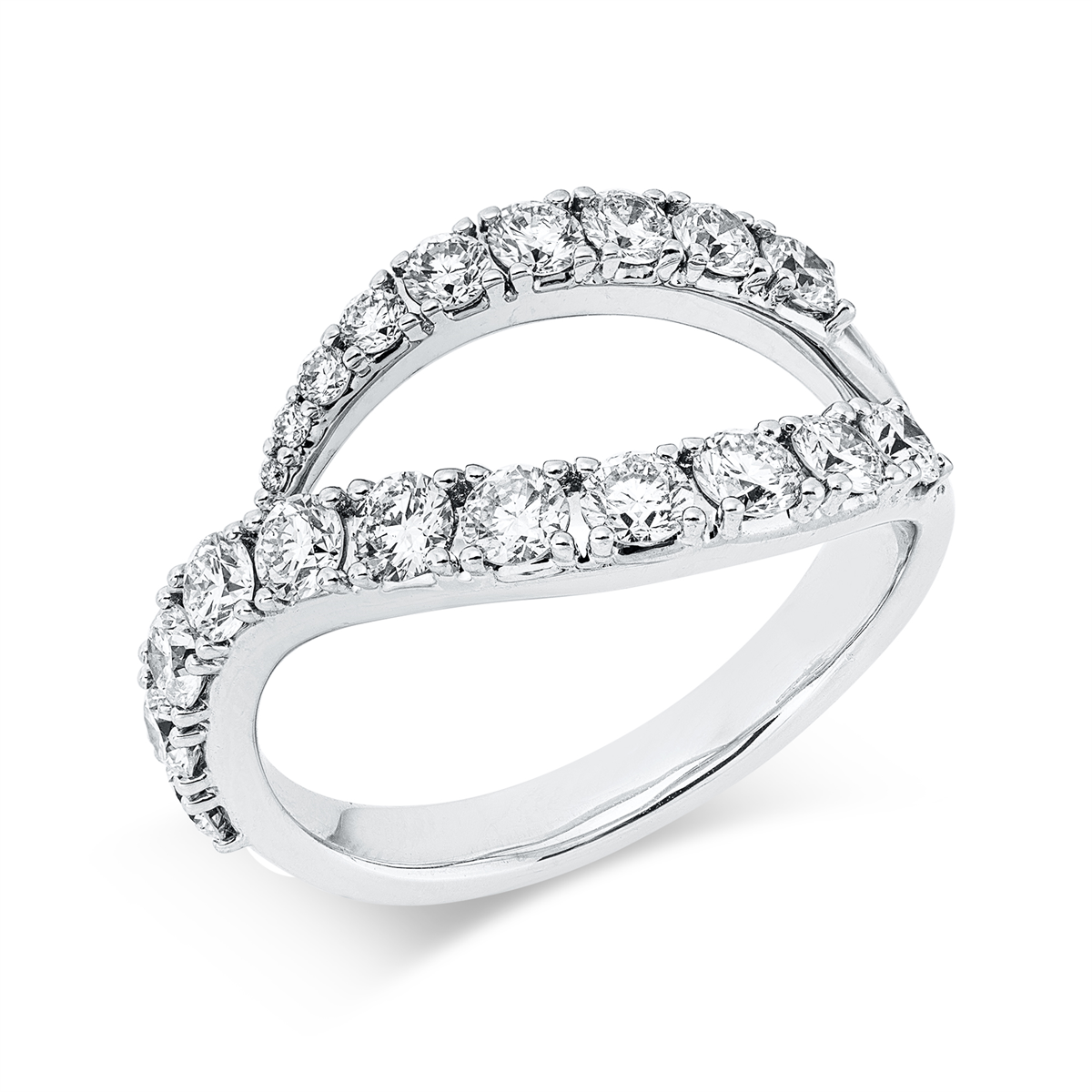 diamond full cut modern woman ring in white gold