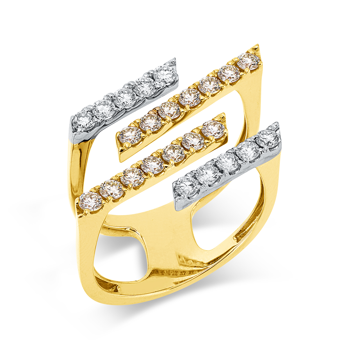 diamond full cut fancy colored diamond ring in yellow gold / white gold