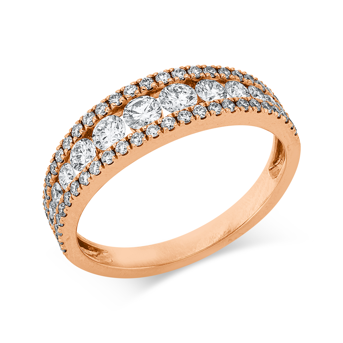 diamond full cut modern woman ring in red gold