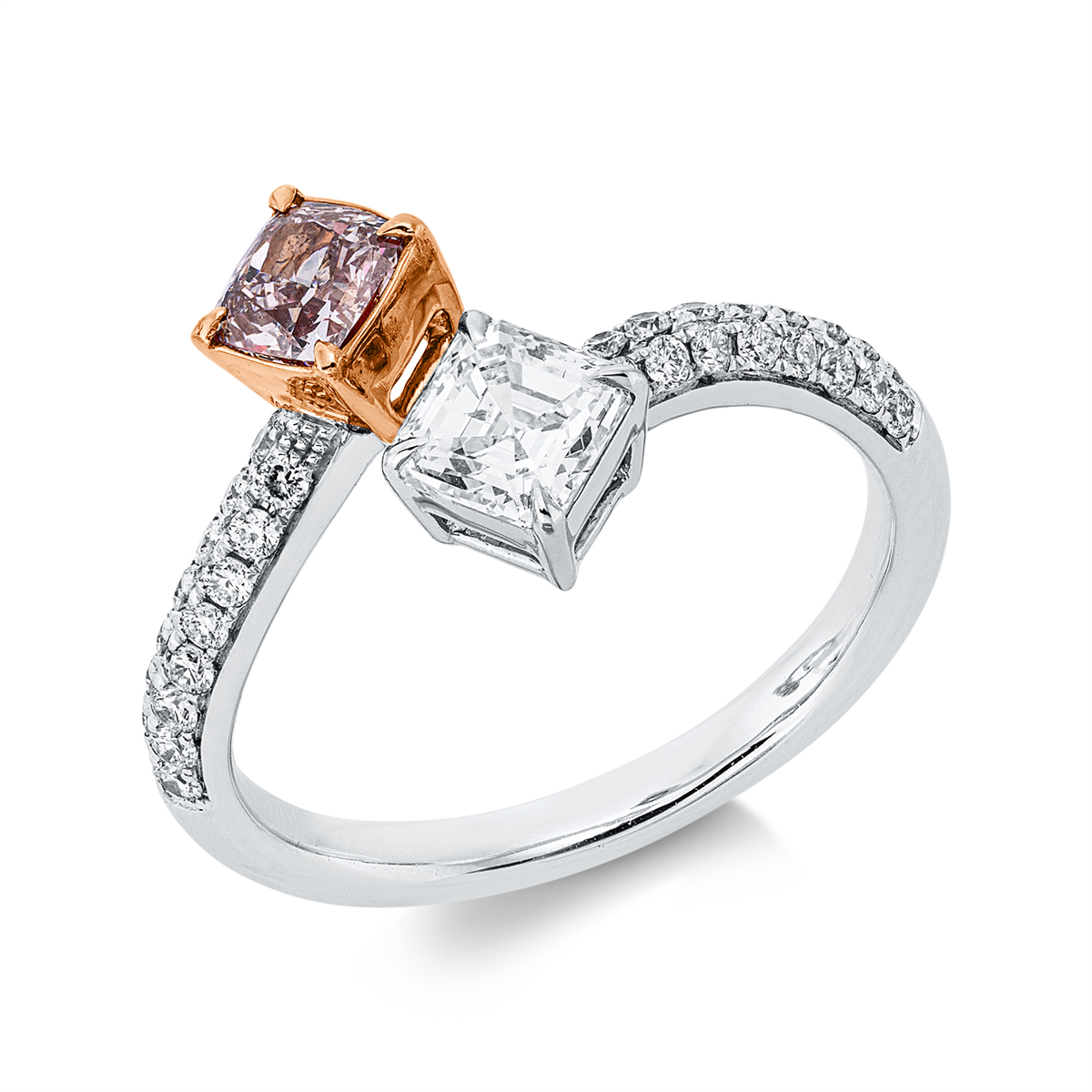 diamond full cut exclusive ring in whitegold / rosegold