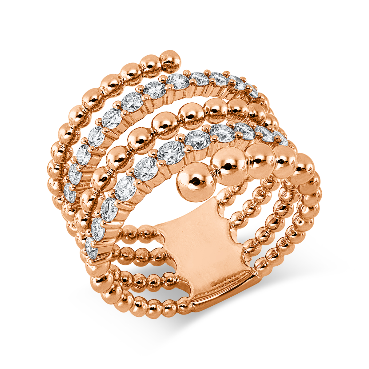 diamond full cut multi-stone ring in red gold