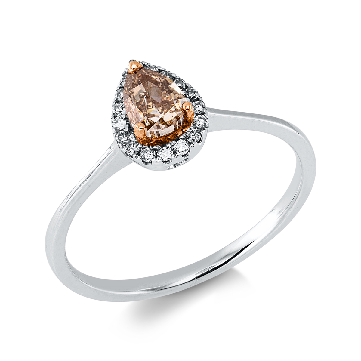 pear shape modern woman ring in white gold