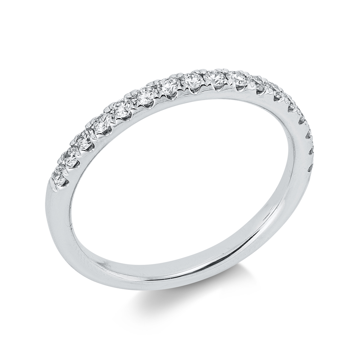 diamond full cut eternity half ring in white gold