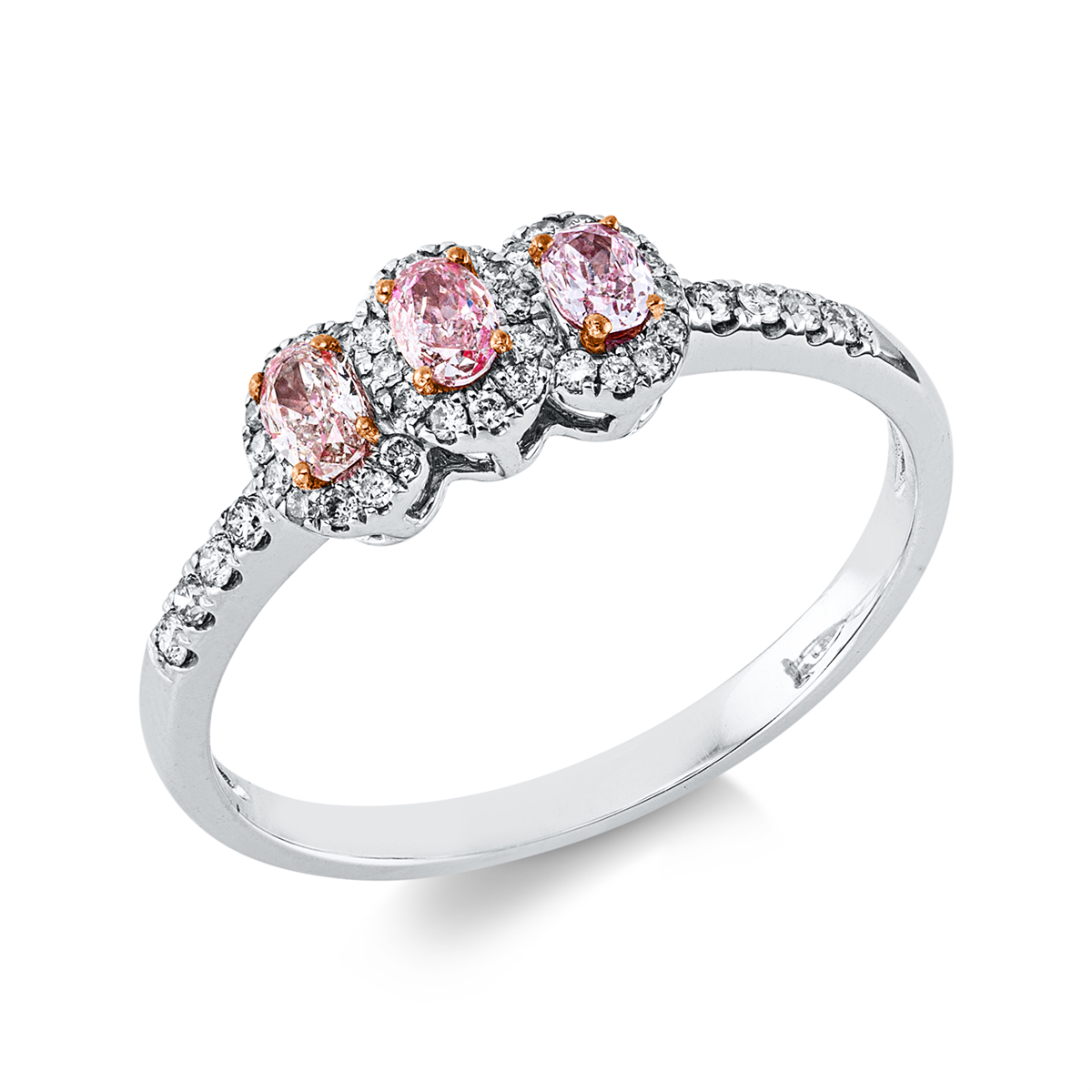 diamond full cut fancy colored diamond ring in whitegold / rosegold