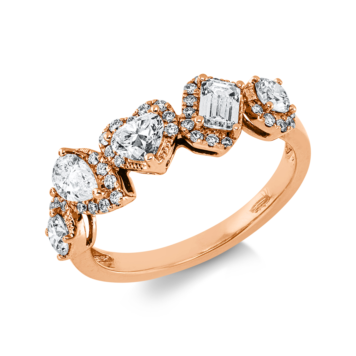 diamond full cut modern woman ring in red gold