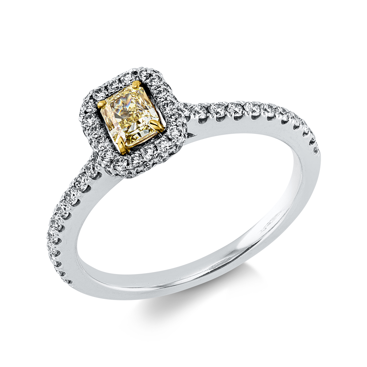 diamond full cut fancy colored diamond ring in white gold / yellow gold