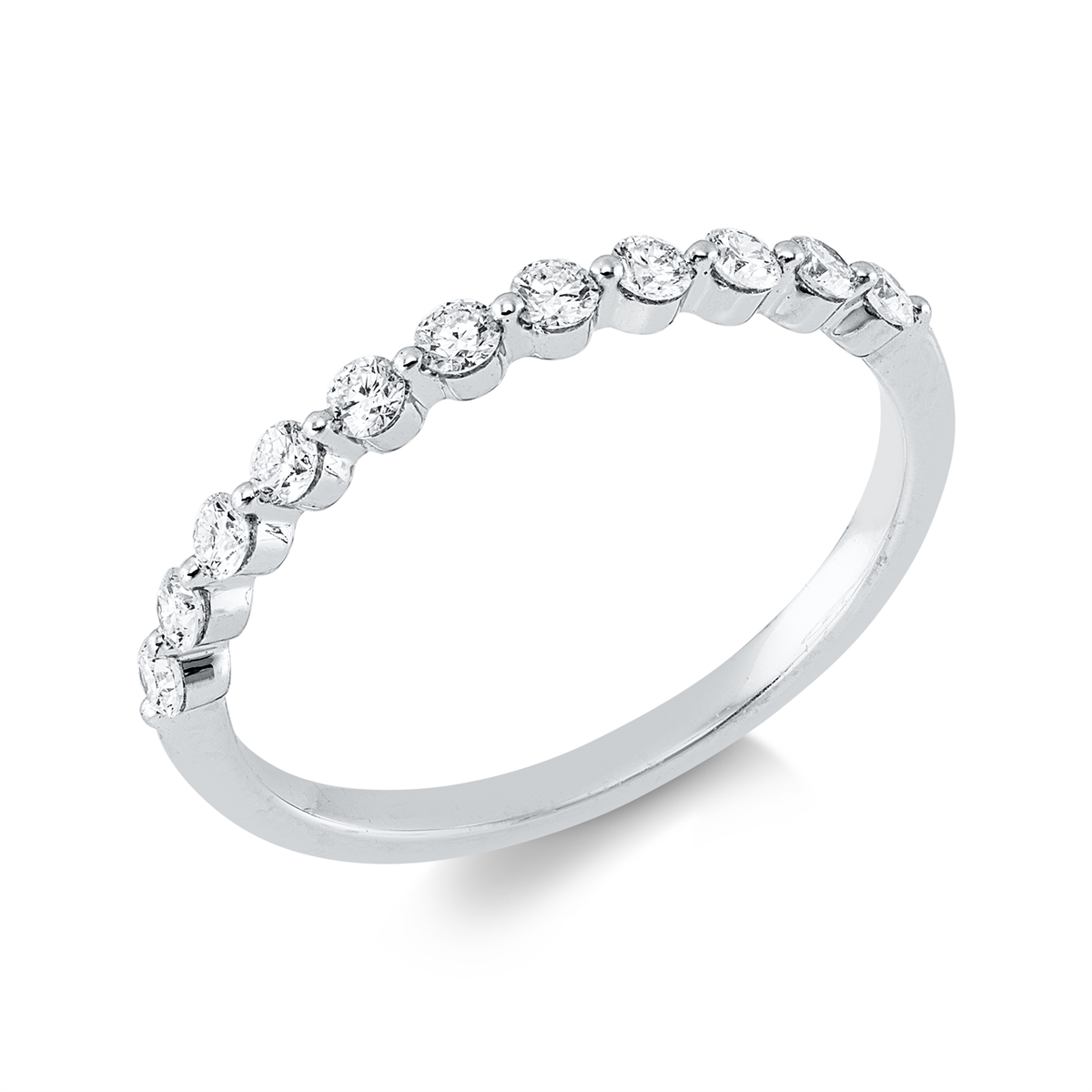 diamond full cut eternity half ring in white gold
