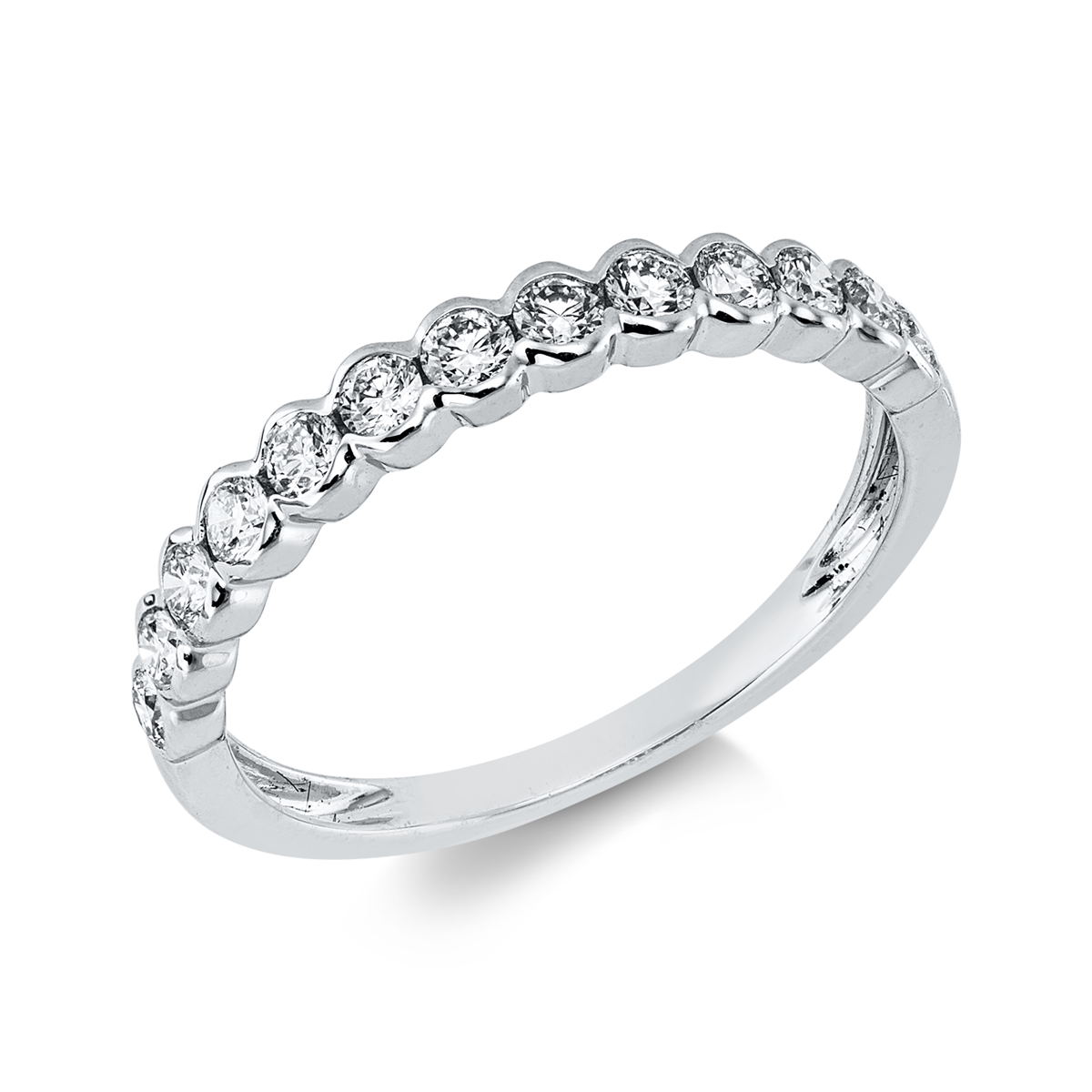 diamond full cut eternity half ring in white gold