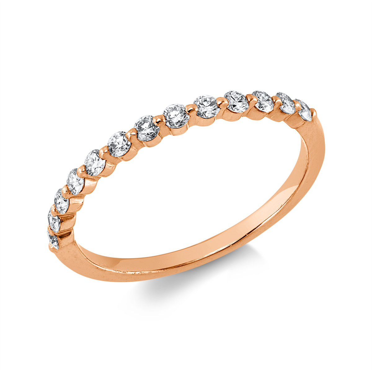 diamond full cut eternity half ring in red gold