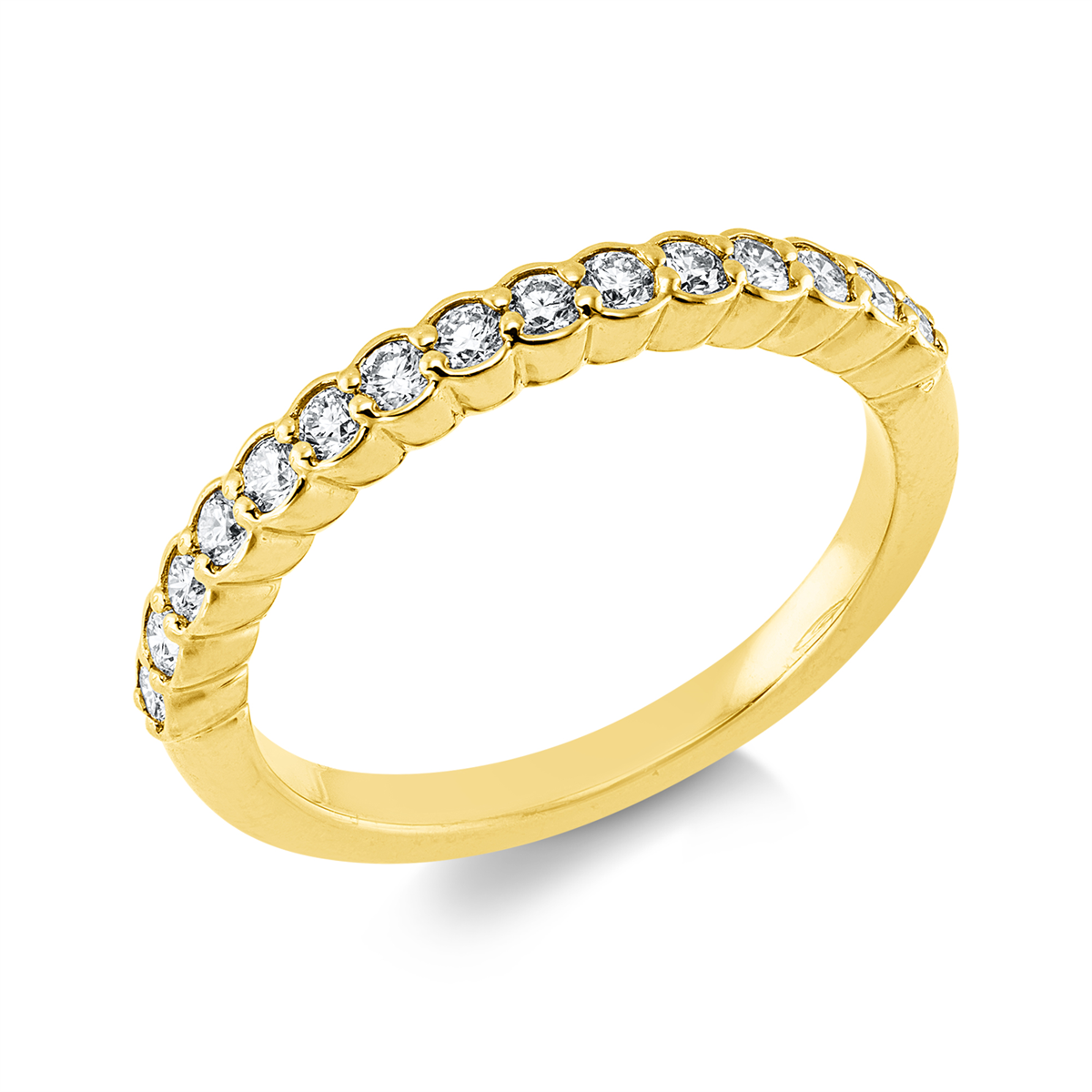 diamond full cut eternity half ring in yellow gold