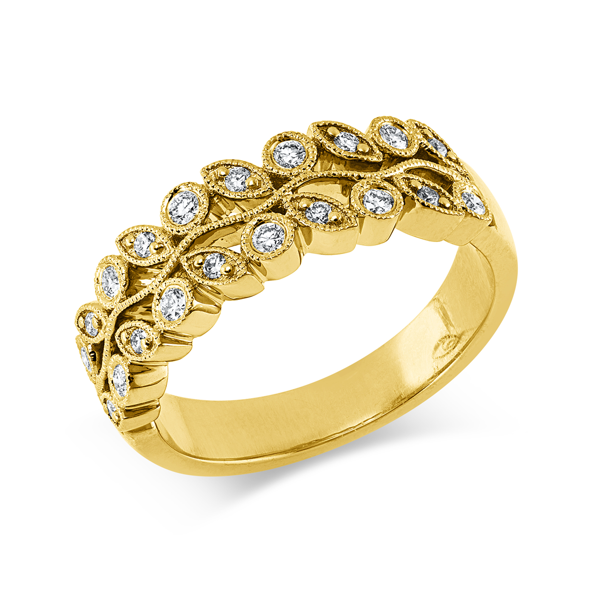 diamond full cut modern woman ring in yellow gold