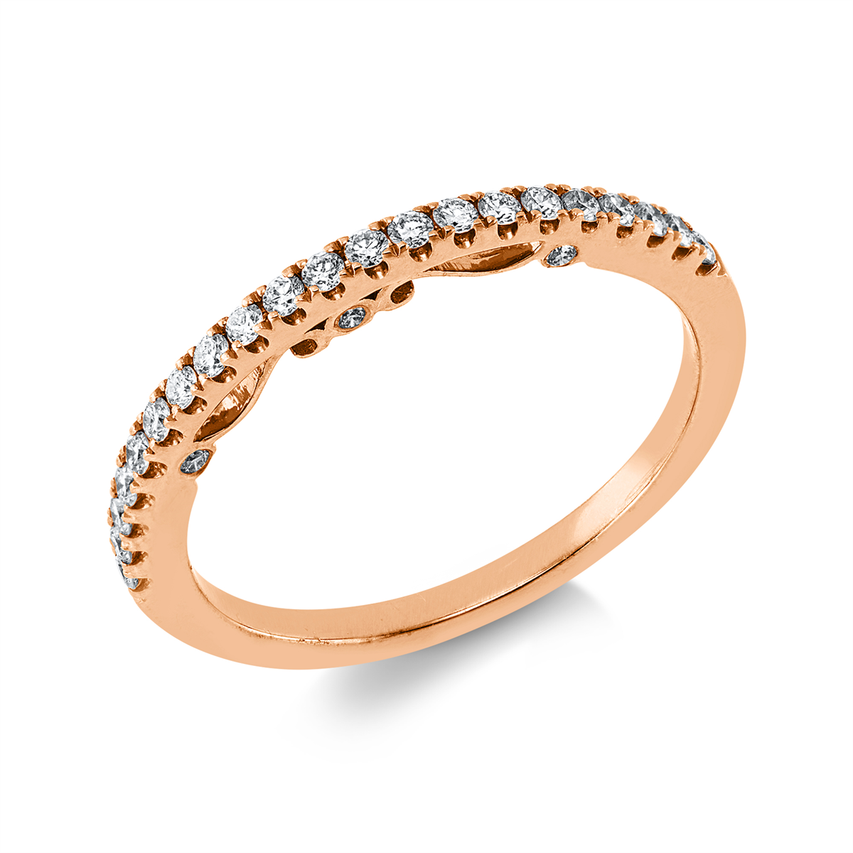 diamond full cut eternity half ring in red gold