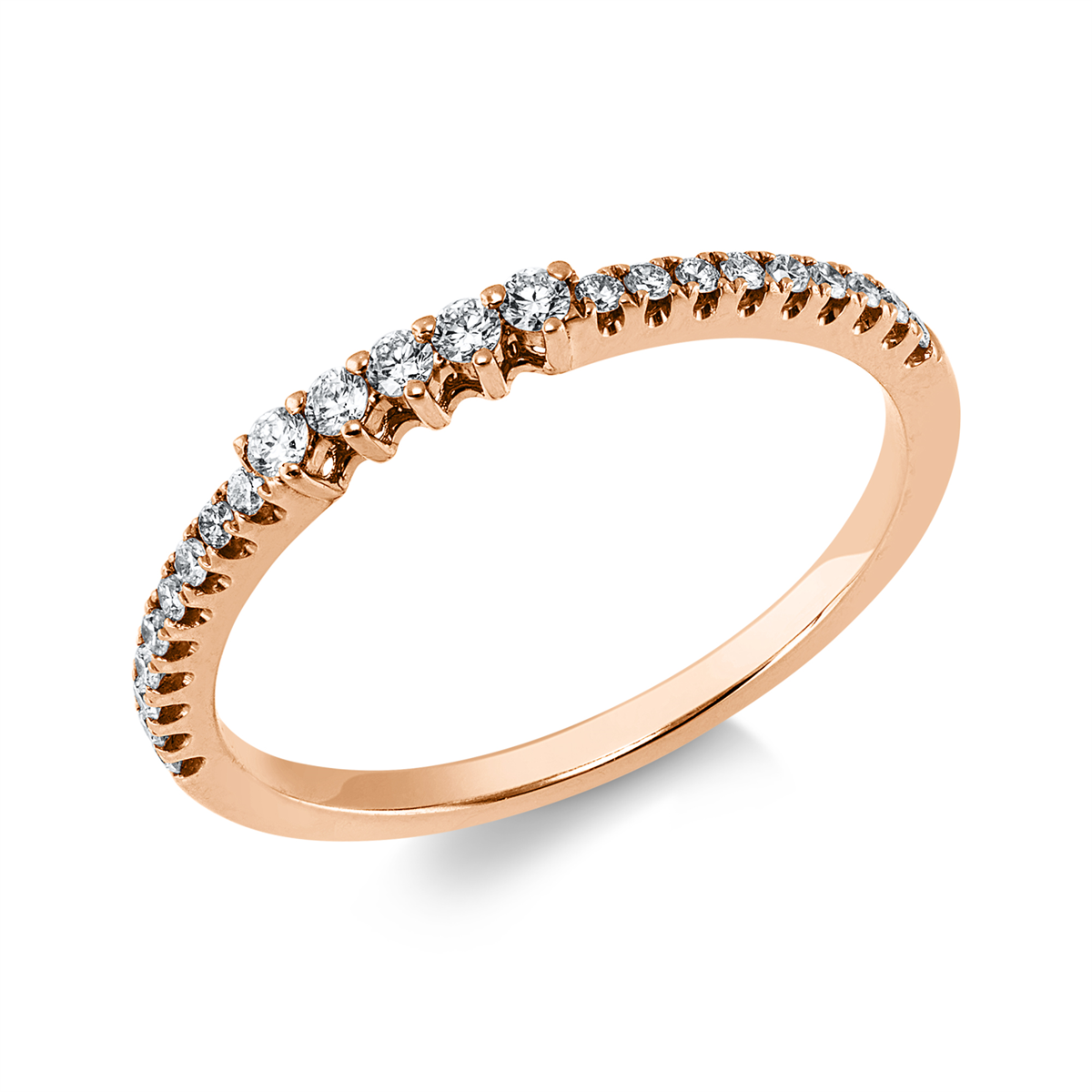 diamond full cut modern woman ring in red gold