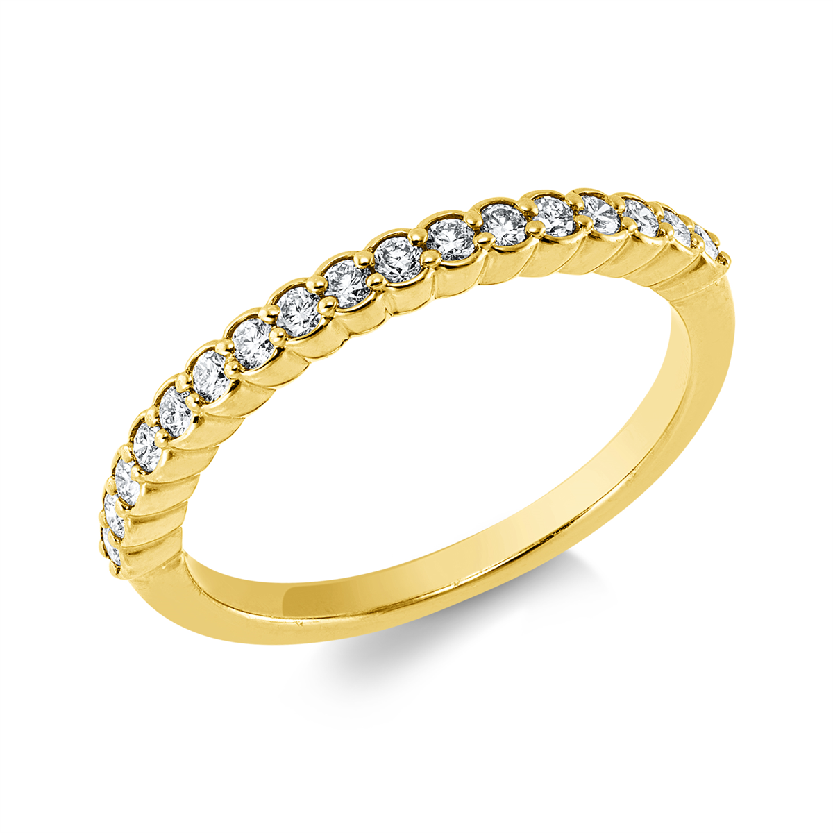diamond full cut eternity half ring in yellow gold