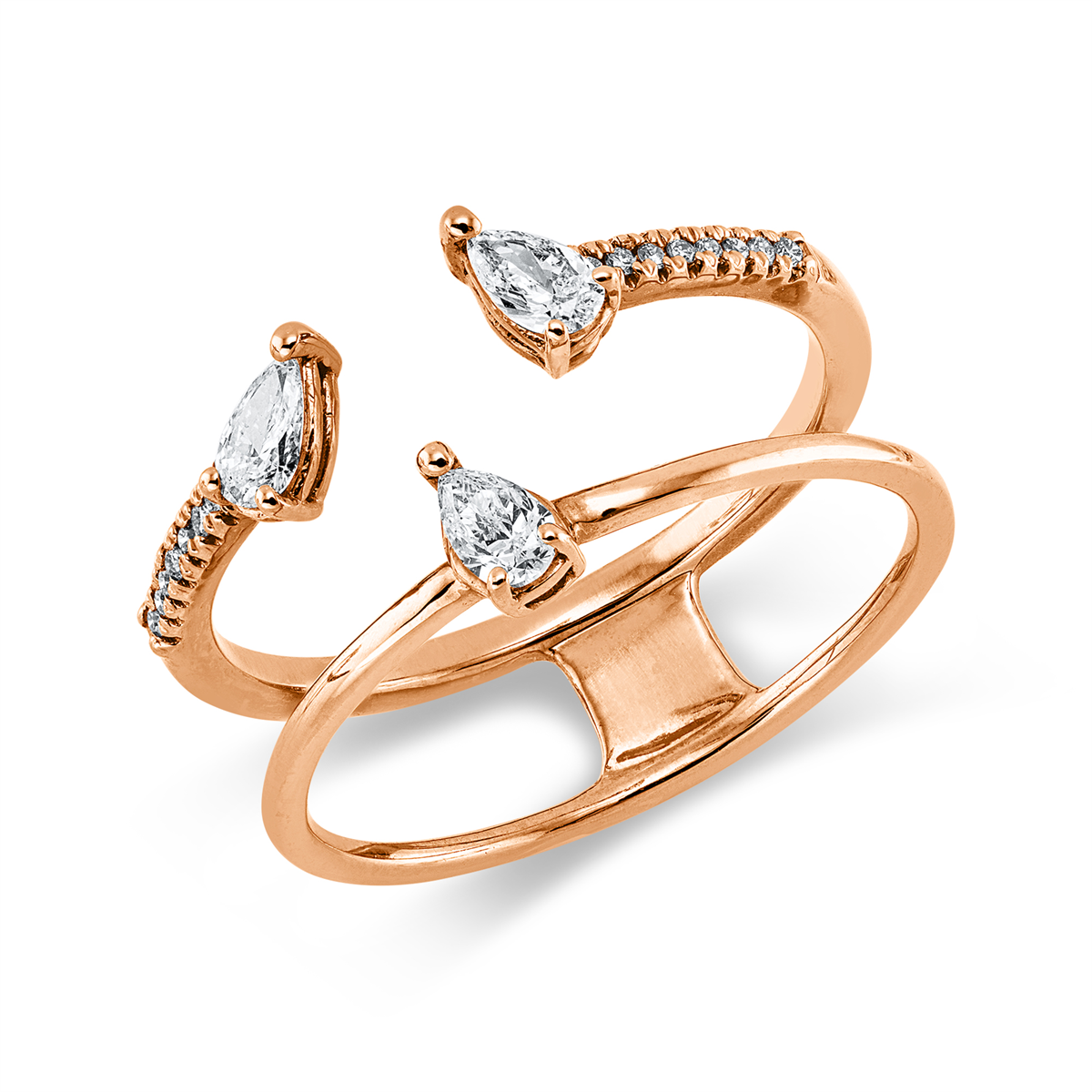 diamond full cut modern woman ring in red gold