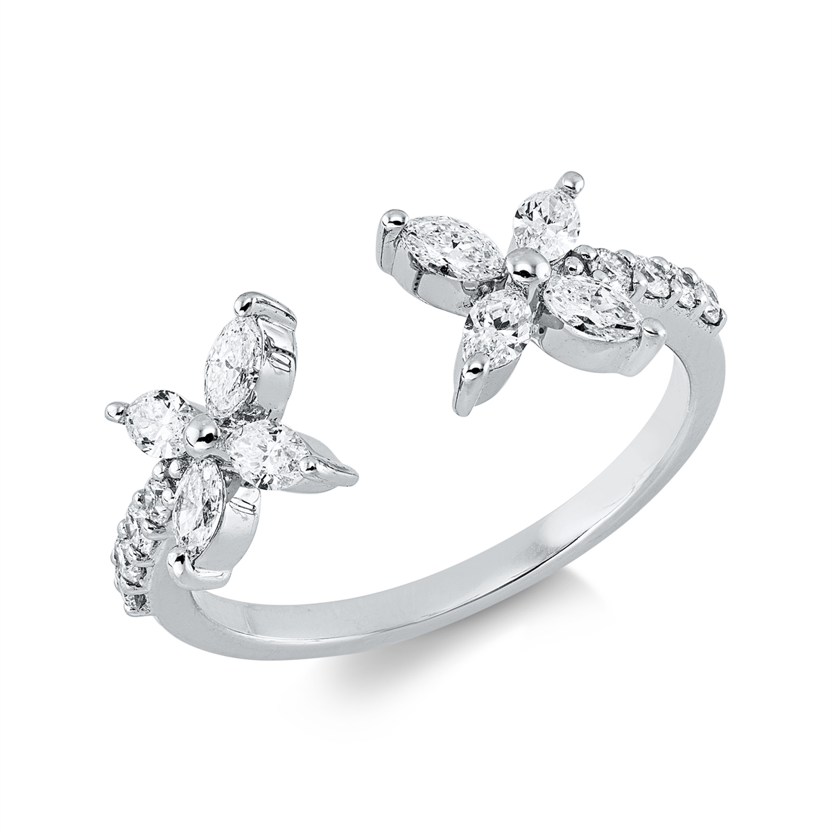 diamond full cut modern woman ring in white gold