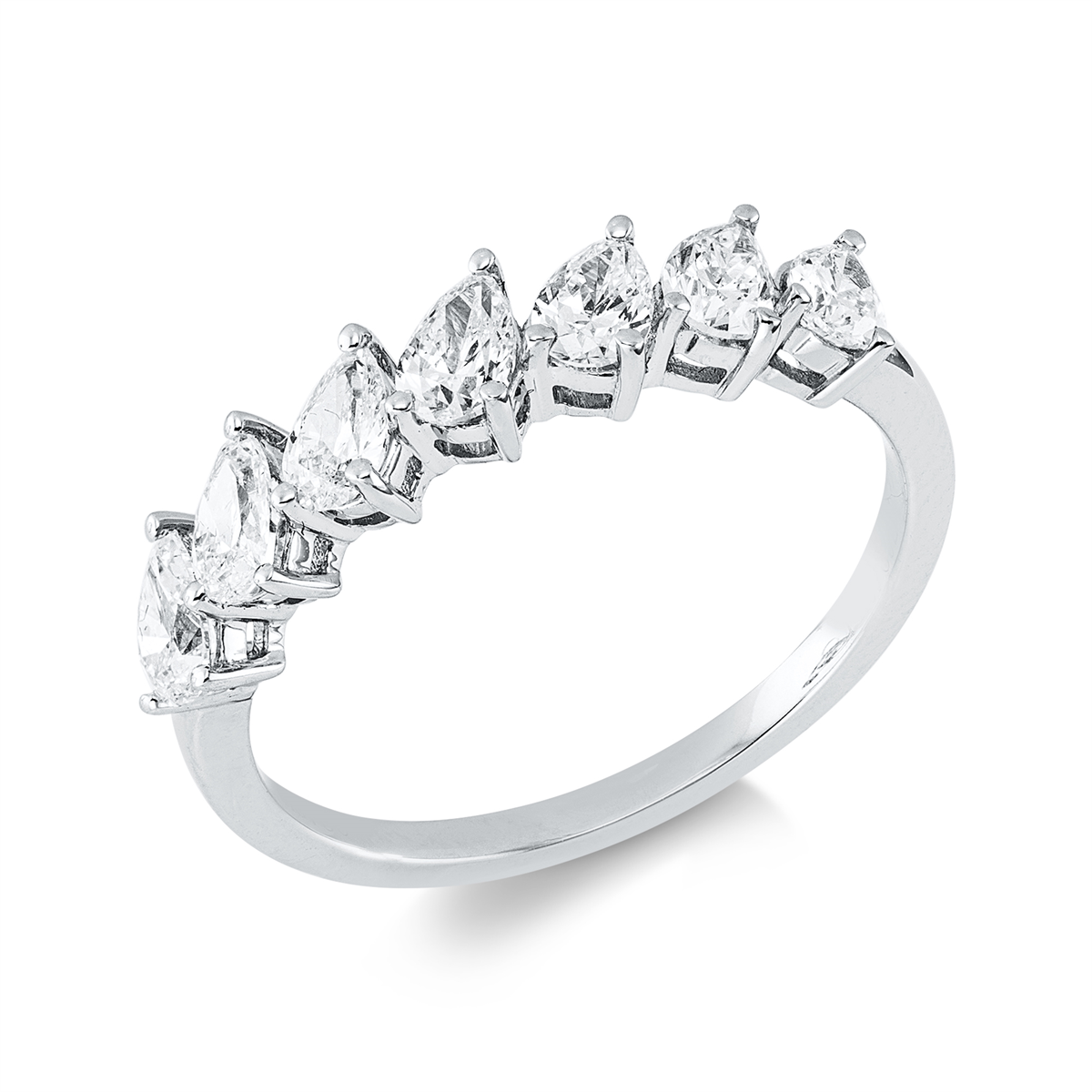 pear shape eternity half ring in white gold