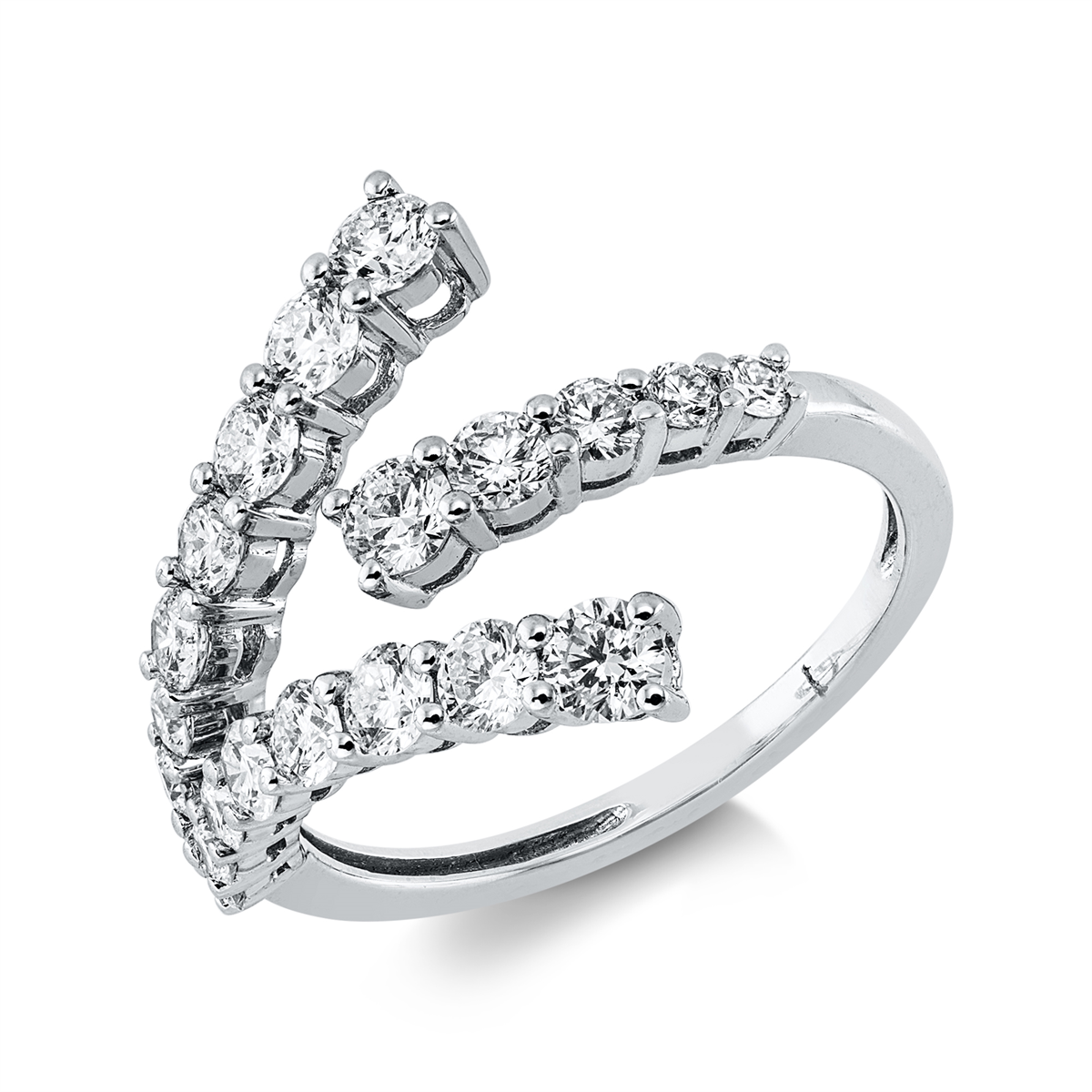 diamond full cut modern woman ring in white gold