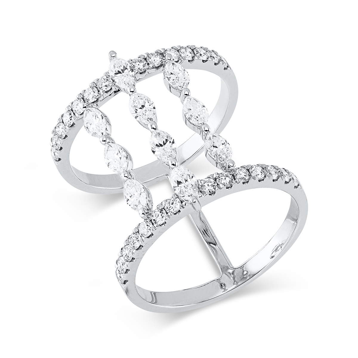 diamond full cut modern woman ring in white gold