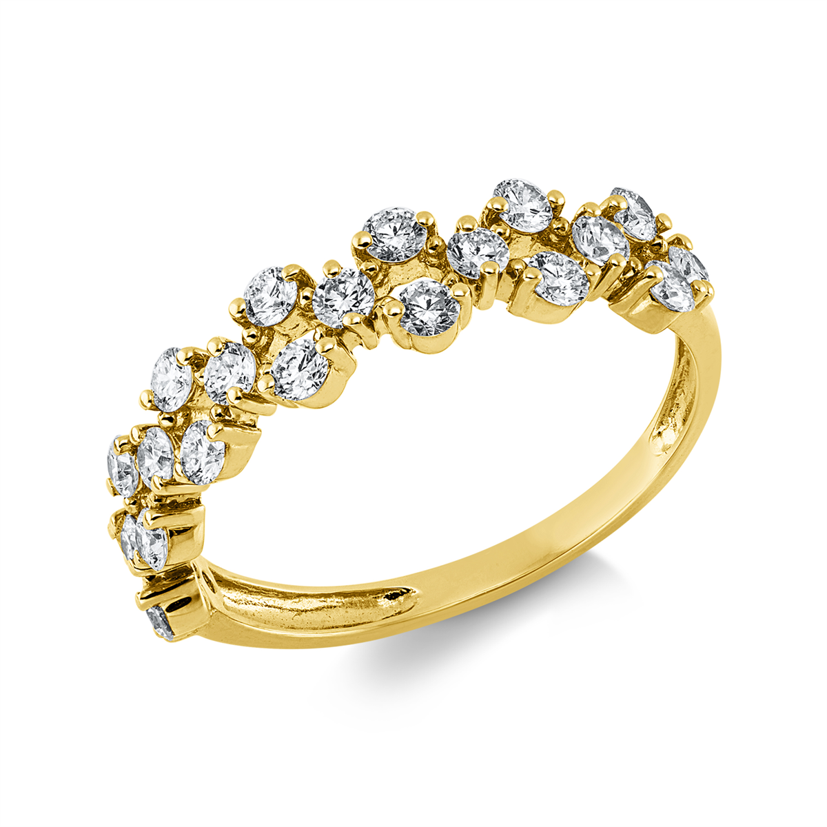 diamond full cut modern woman ring in yellow gold