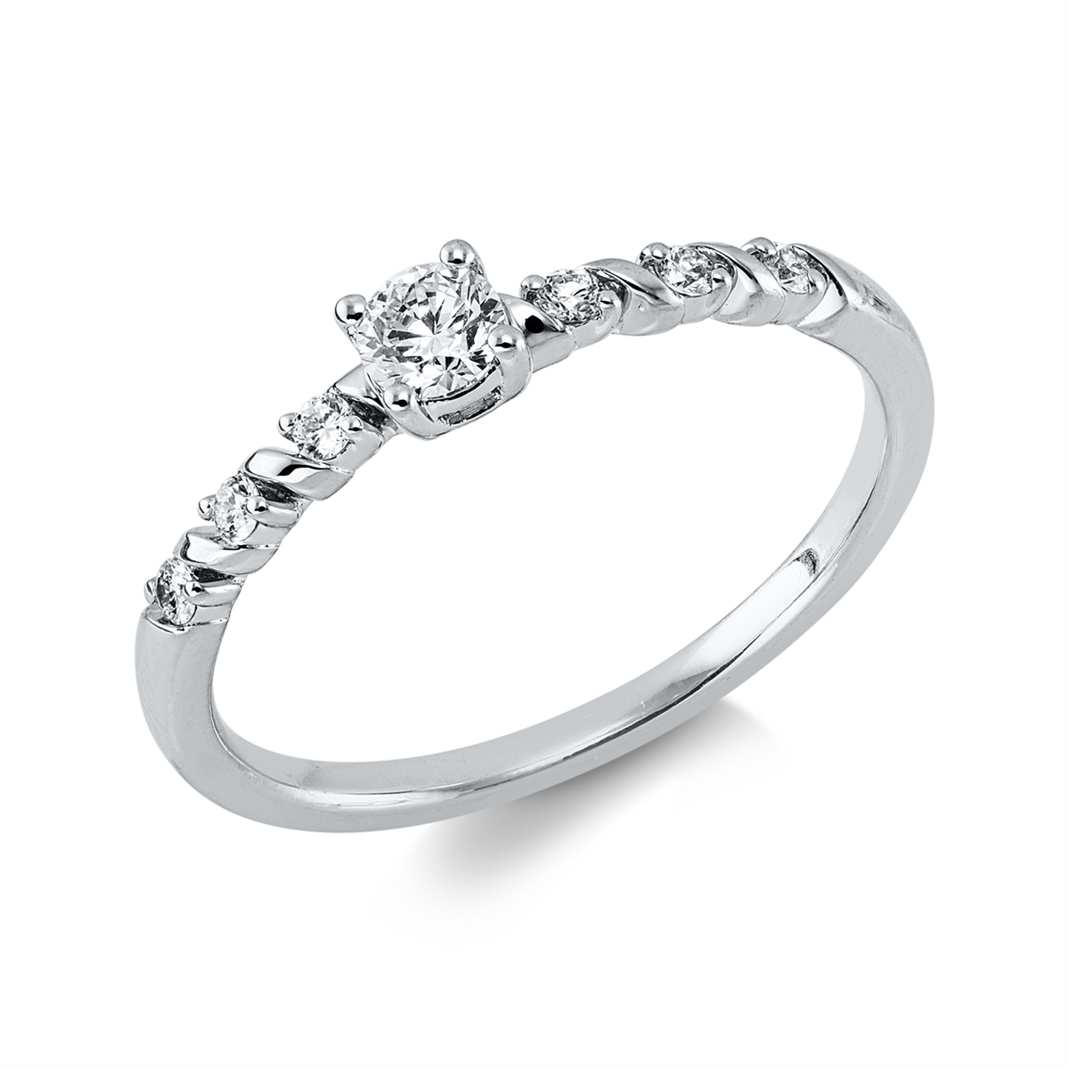 diamond full cut modern woman ring in white gold
