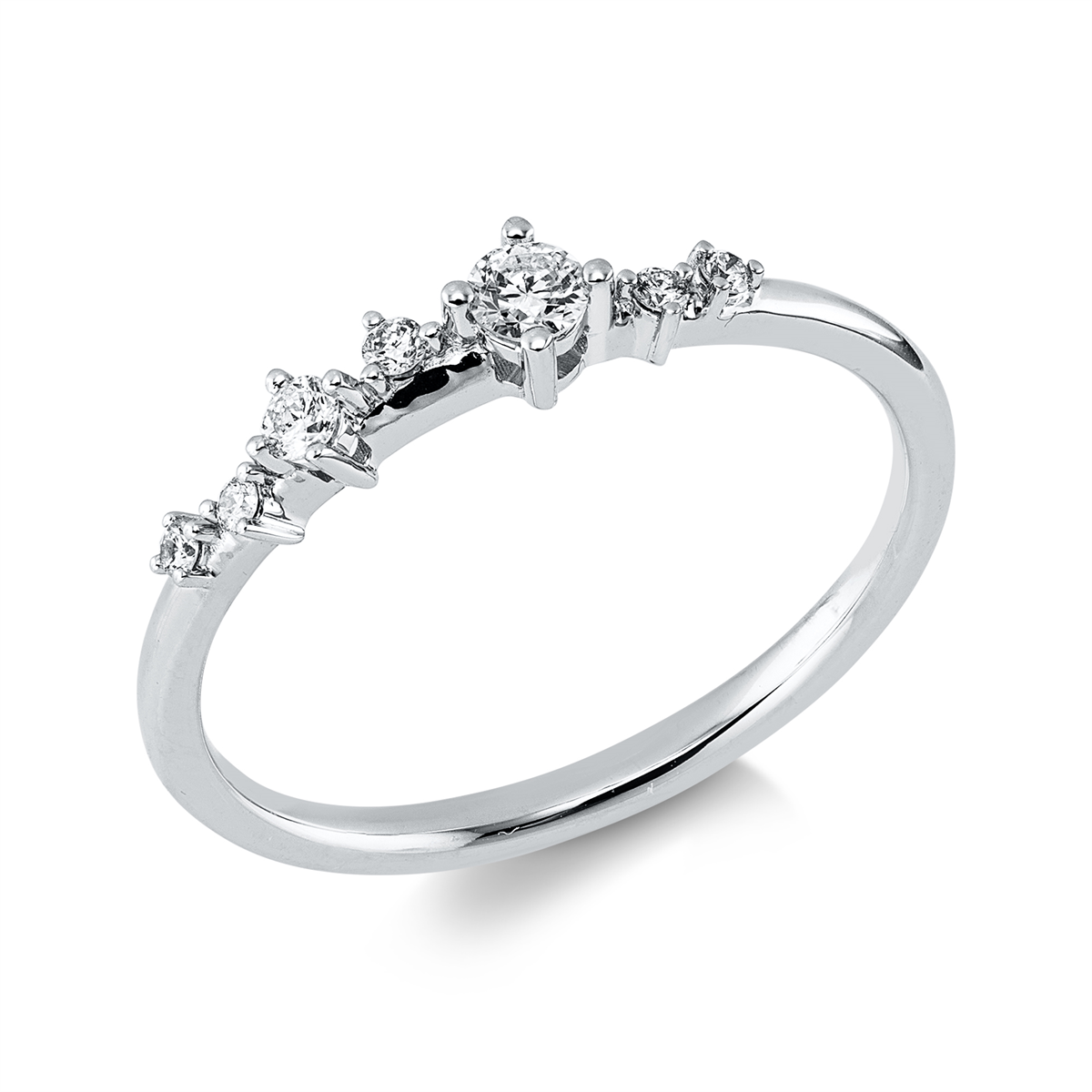 diamond full cut modern woman ring in white gold
