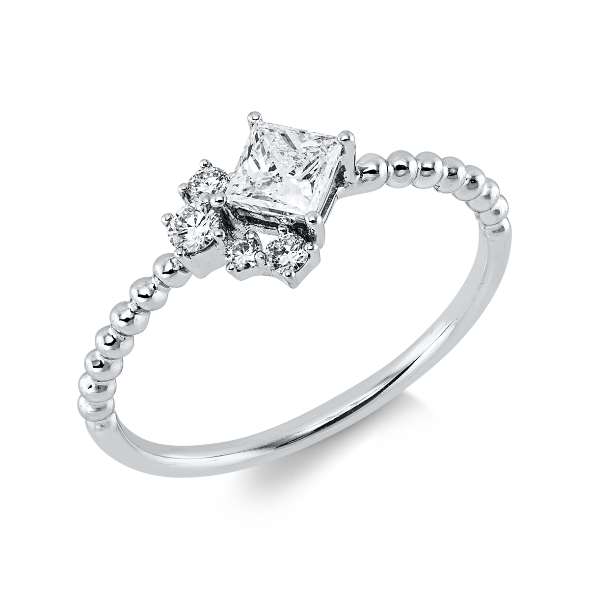princess modern woman ring in white gold