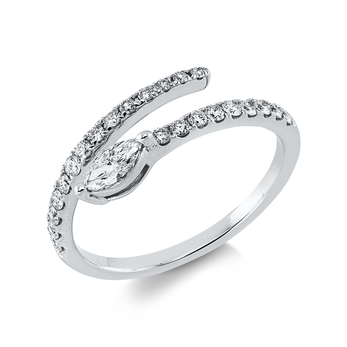 diamond full cut modern woman ring in white gold