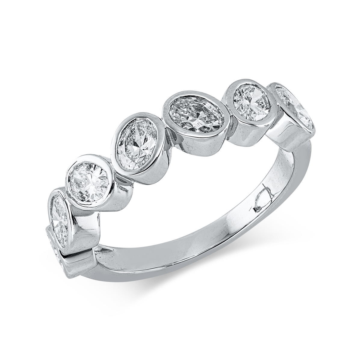oval multi-stone ring in white gold