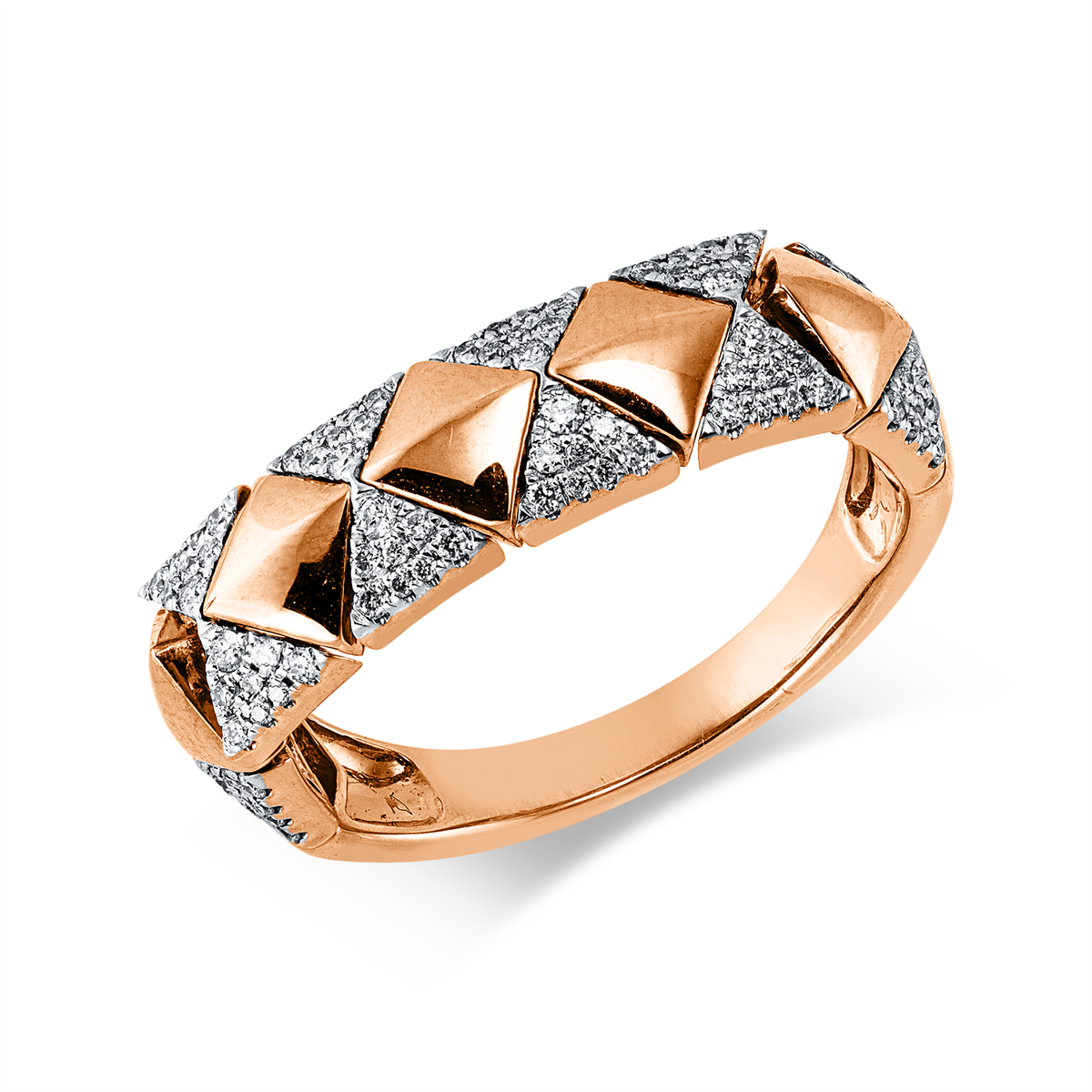 diamond full cut modern woman ring in red gold / white gold