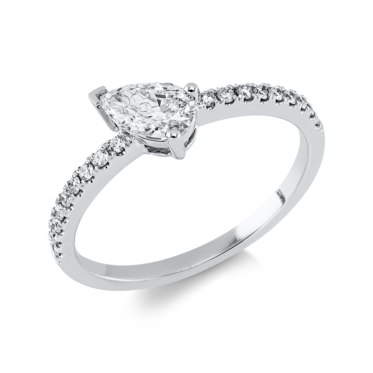 diamond full cut solitaire with accent stones ring in white gold