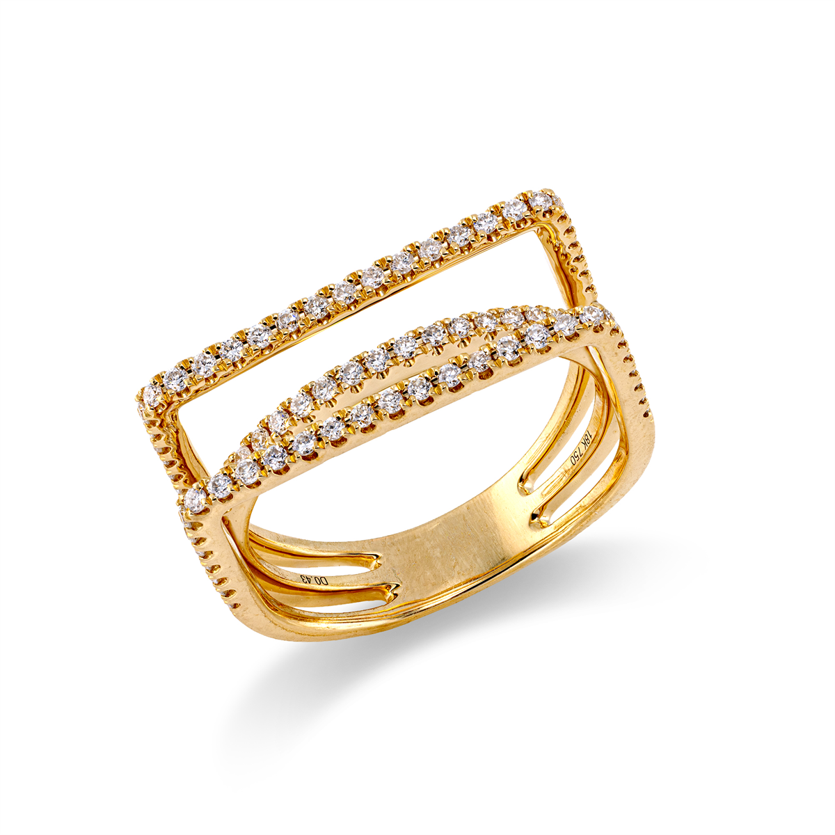 diamond full cut modern woman ring in yellow gold
