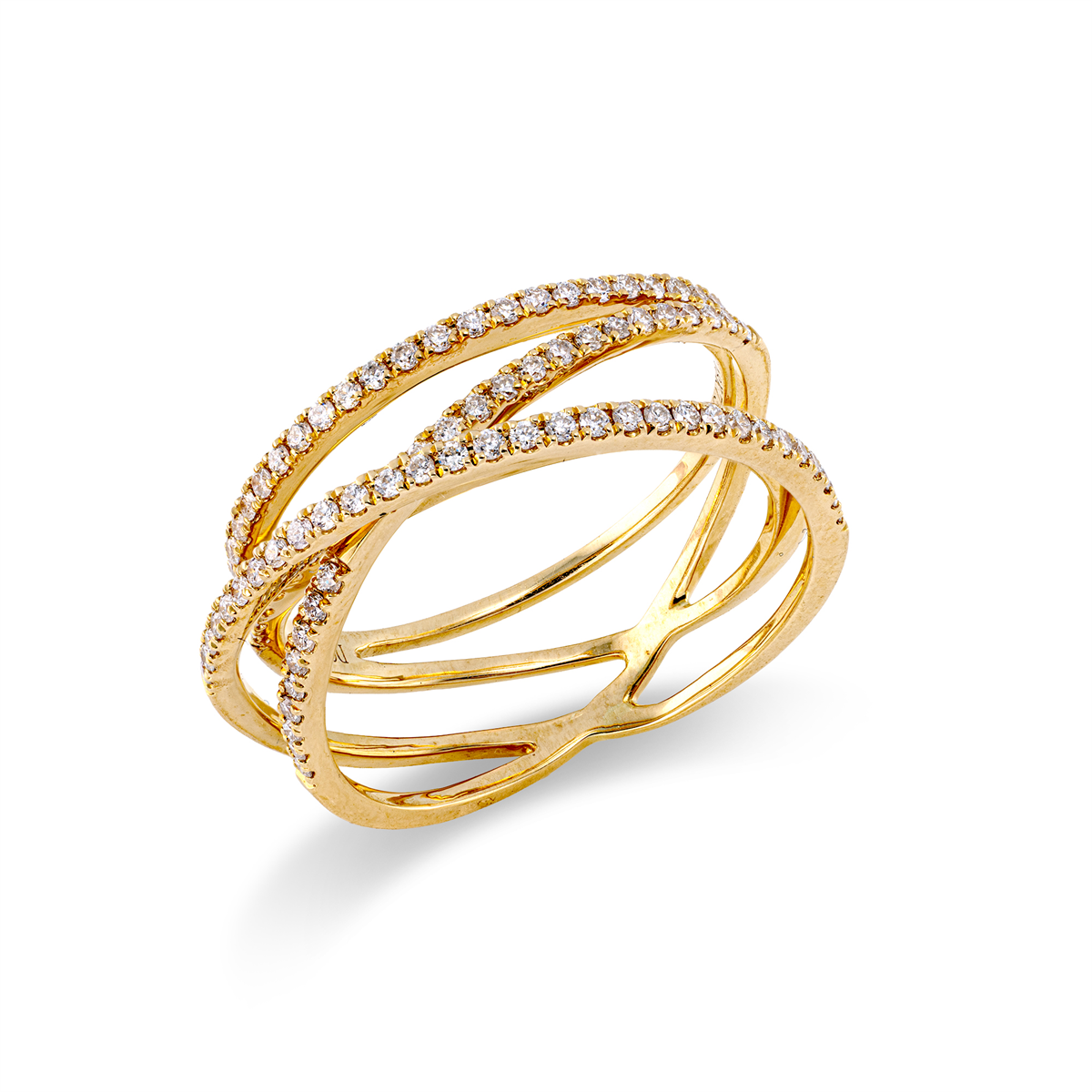 diamond full cut modern woman ring in yellow gold