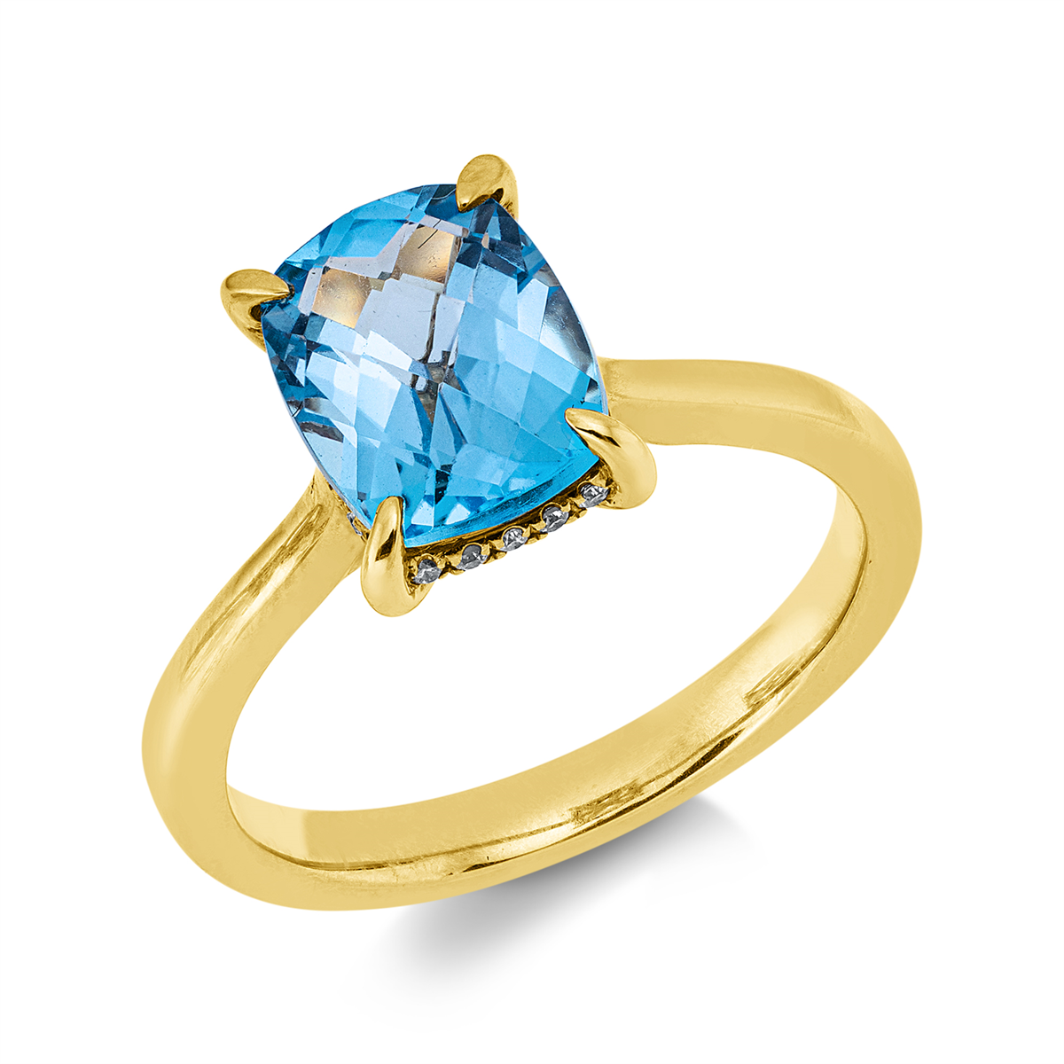 diamond full cut topaz colored stone fashion ring in yellow gold