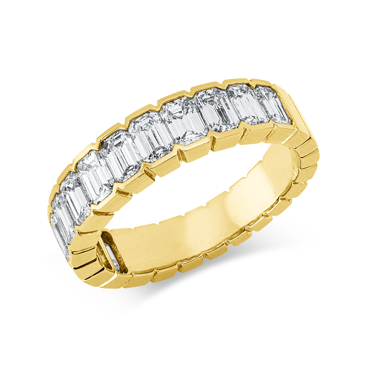 emerald cut exclusive ring in yellow gold